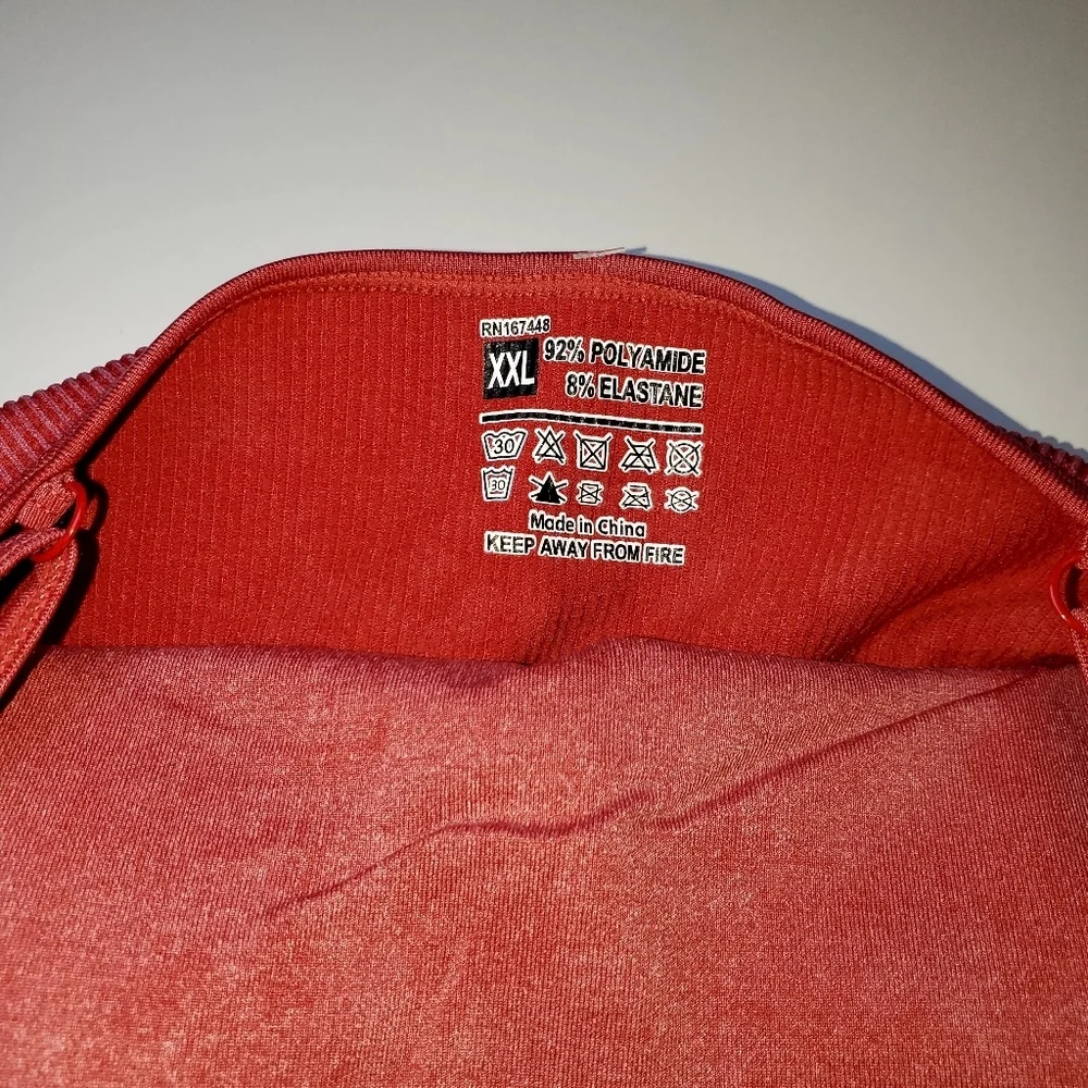 NWT PrettyLittleThing Red Acid Wash Seamless Gym Unitard Sz XXL